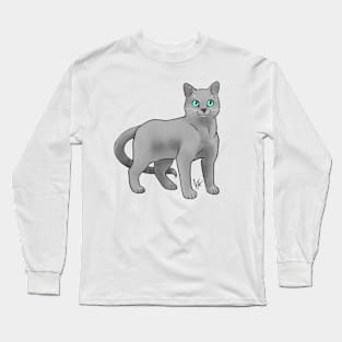 Cat - Russian Blue - Light Gray Long Sleeve T-Shirt